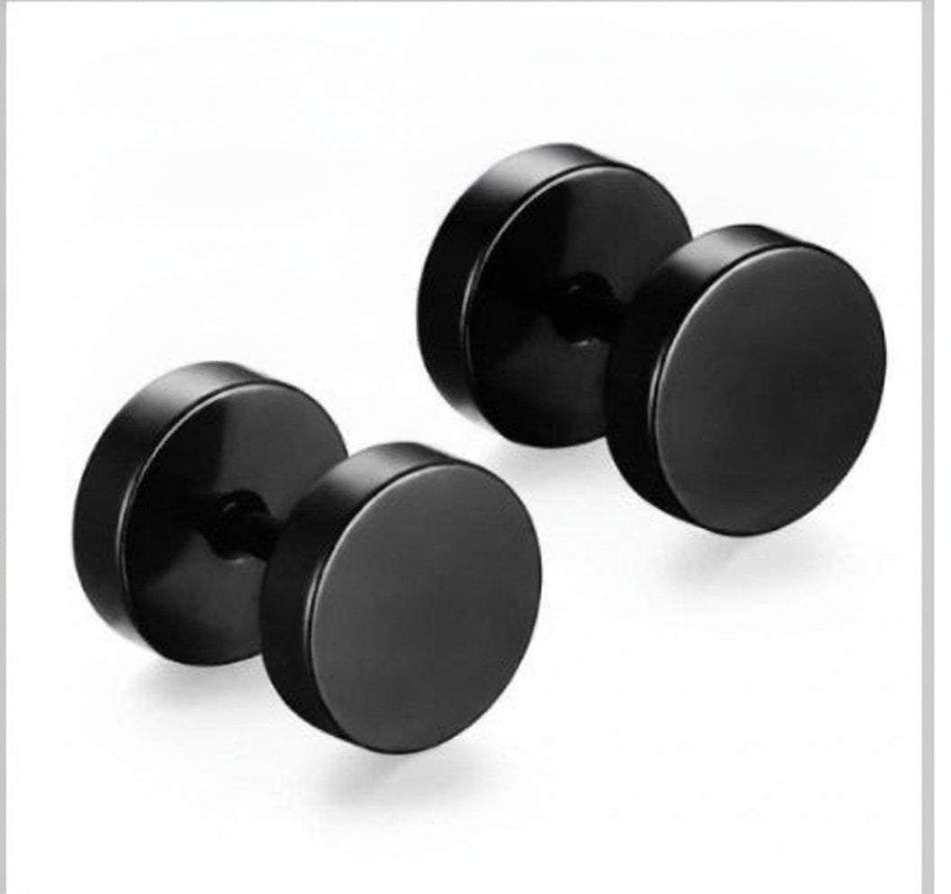 Barbell Stud Earrings in silver finish view 10