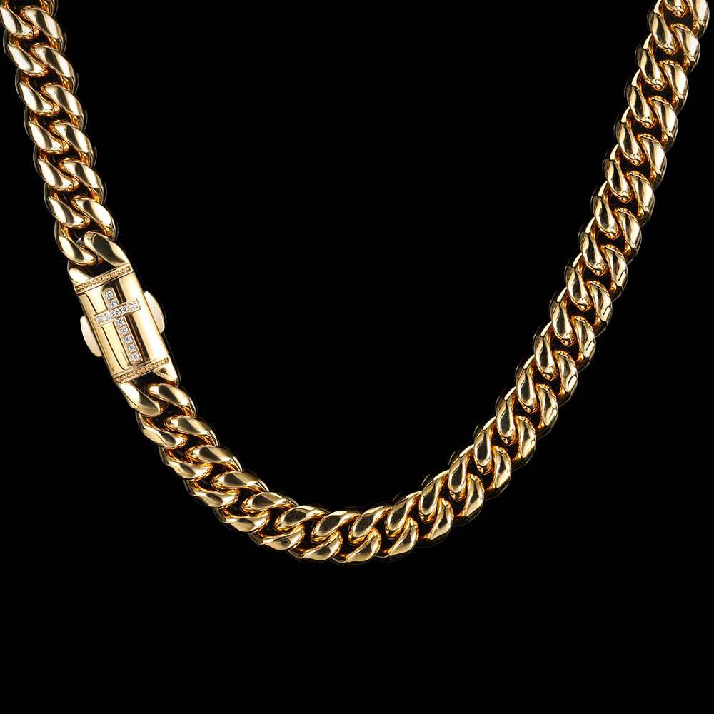 The Zircon Clasp Cuban Chain in Stainless Steel, view 6