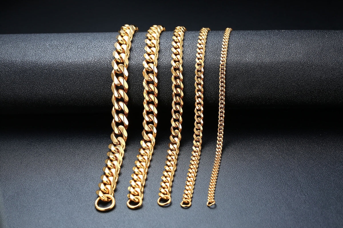 Titanium Steel Cuban Link Bracelet in silver-tone and black finishes view 5