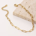 3x9mm Flat Link Chain Necklace and Bracelet gold-tone stainless steel chain view 4