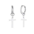 Titanium Steel Cross Dangle Hoop Earrings, silver, gold, black