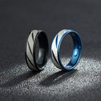 Stainless Steel Geometric Inlay Ring black and silver view 4