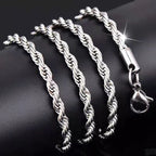 Stainless Steel Rope Chain Necklace on white display view 3