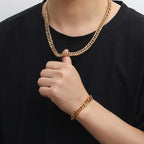 The Faceted Double-Link Cuban Chain in Stainless Steel, view 2