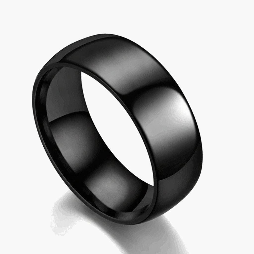 Domed Stainless Steel Band Ring, polished silver view 6