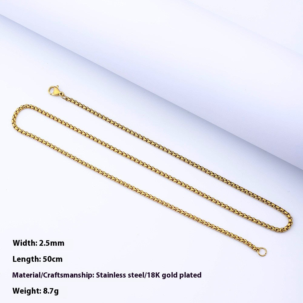 Stainless Steel Box Chain in silver, gold, and black finishes view 3