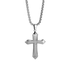 The Zircon Cross Pendant Necklace in Titanium Steel, view 8