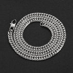 The Faceted Double-Link Cuban Chain in Stainless Steel, view 6