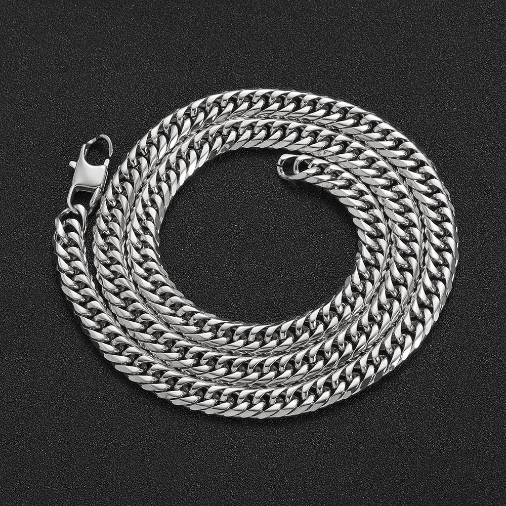 The Faceted Double-Link Cuban Chain in Stainless Steel, view 6