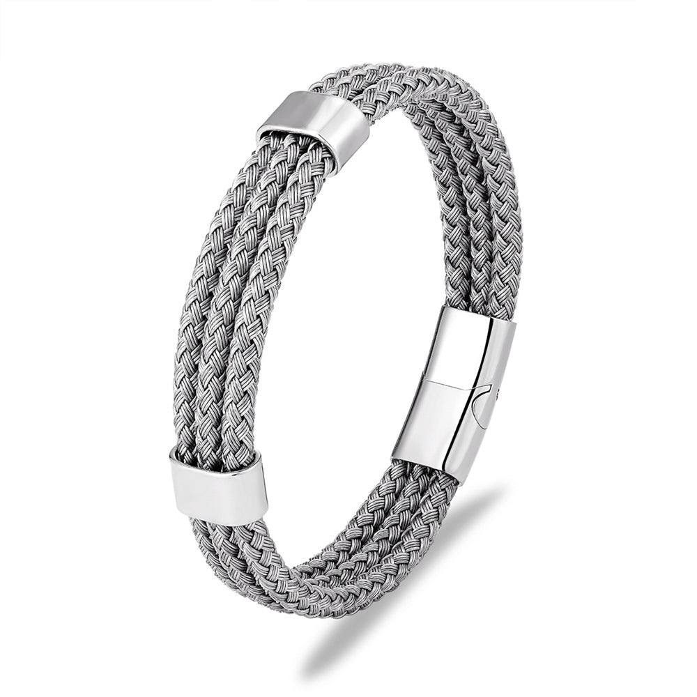 Titanium Steel Braided Magnetic Bracelet gold-tone view 3