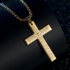 Lord's Prayer Cross Pendant Necklace black finish view 4