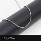 2mm-3.5mm Titanium Steel Rolo Chain Necklace silver finish view 6