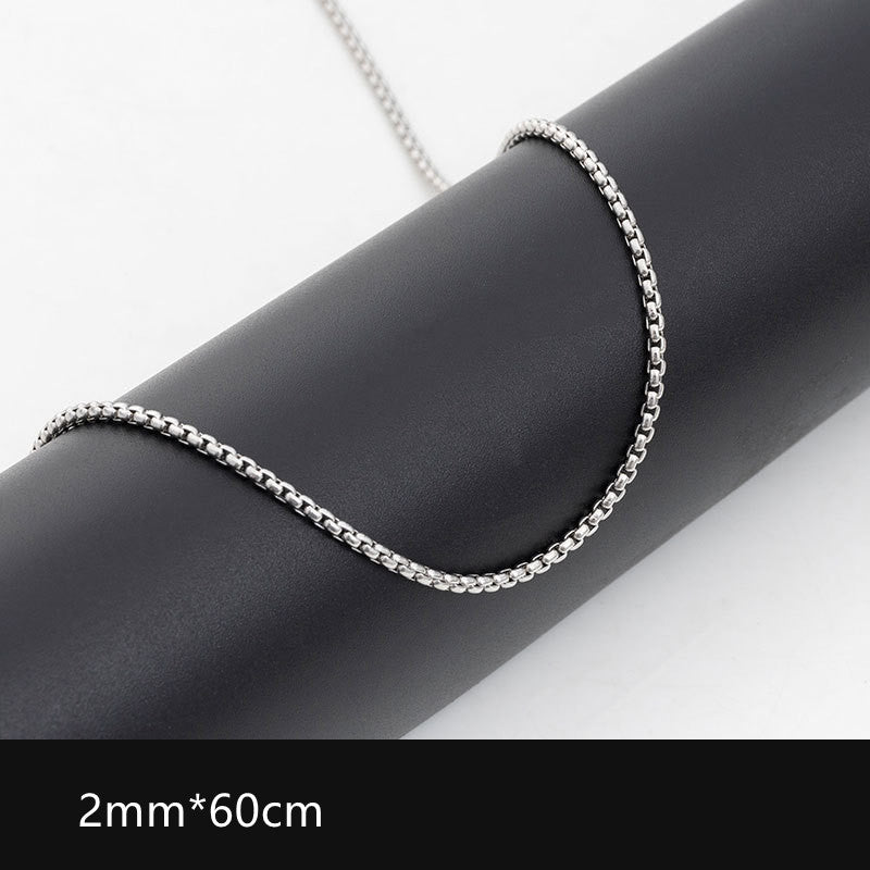 2mm-3.5mm Titanium Steel Rolo Chain Necklace silver finish view 6