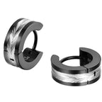 Titanium Steel Inlaid Hoop Earrings, black finish view 4