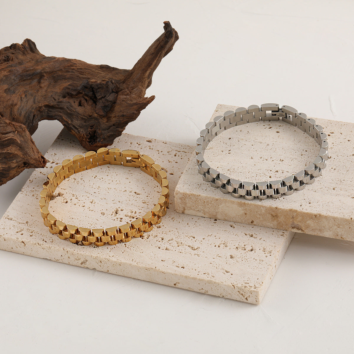 8mm Stainless Steel President Link Bracelet, gold-tone finish view 2