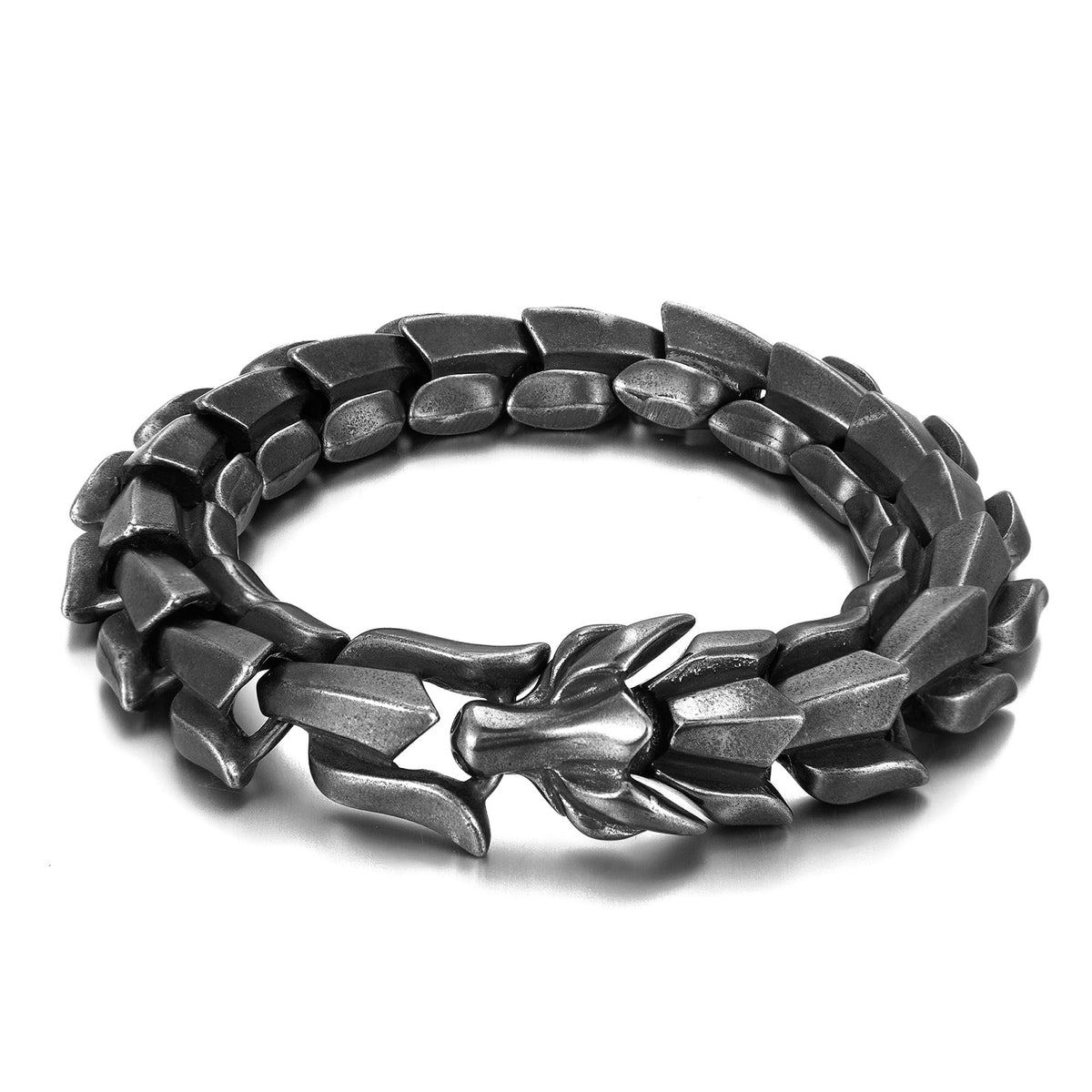 Stainless Steel Dragon Scale Bracelet, brushed silver-tone finish view 4