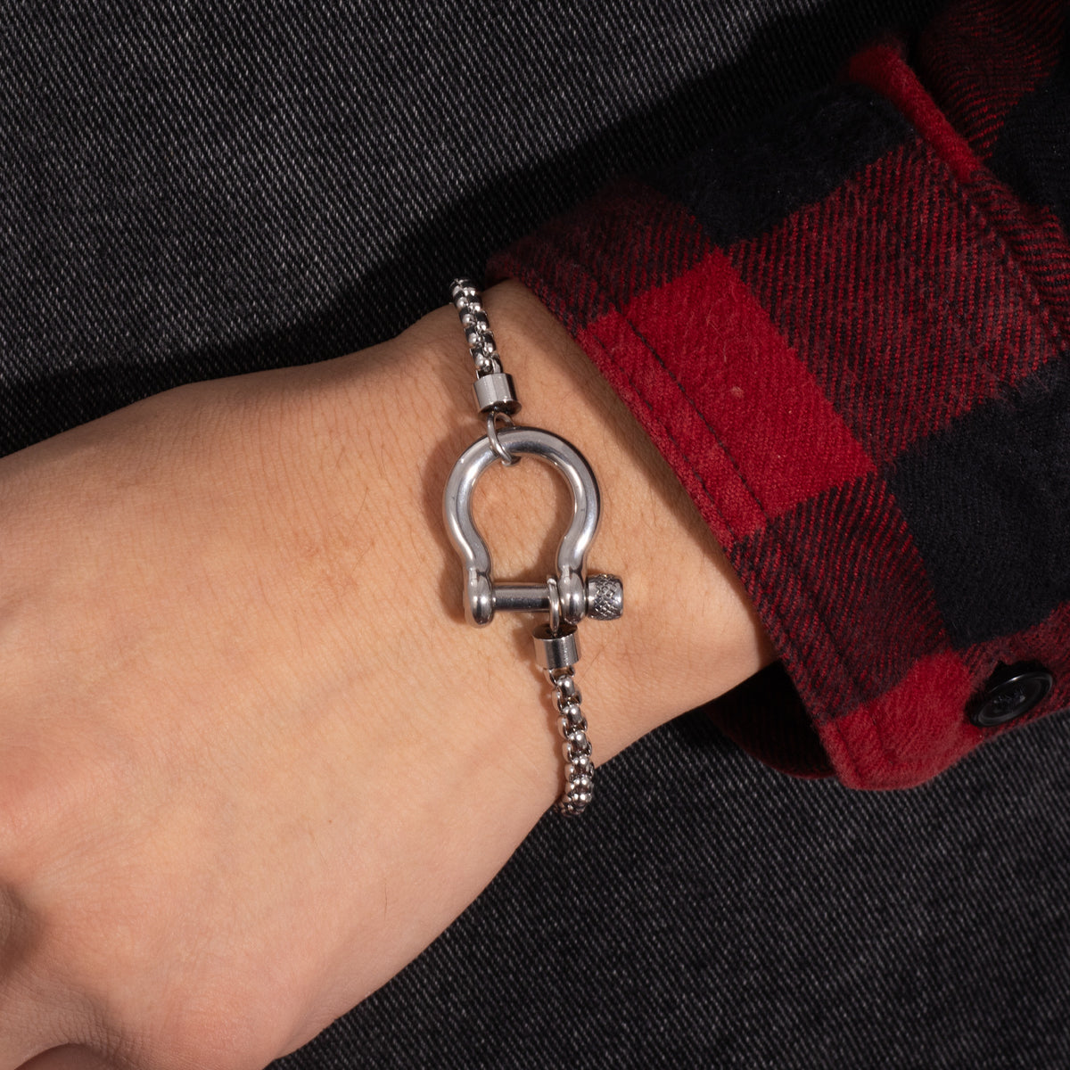 Box Link Shackle Bracelet gold-tone on white background view 5