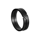 6mm Geometric Cut-Out Stainless Steel Ring in silver, gold, and black finishes view 4