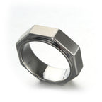 Octagon Stainless Steel Ring black gold-tone view 2