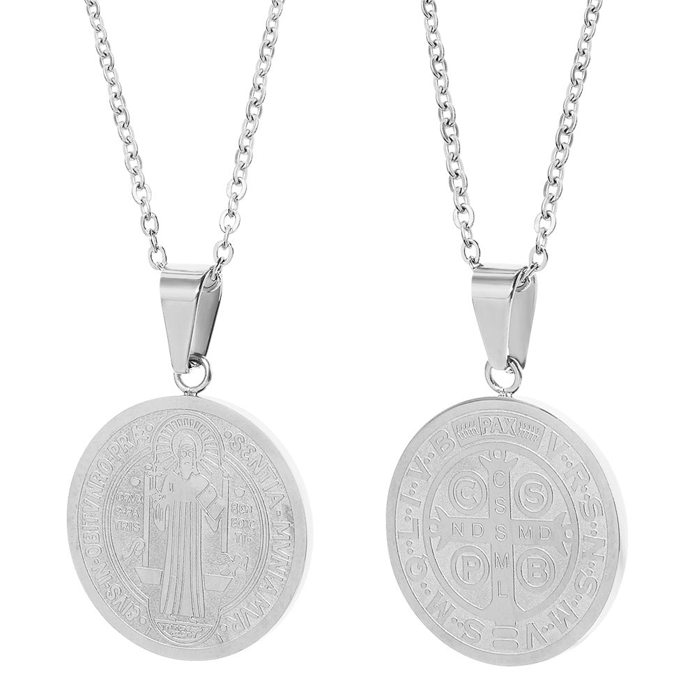 Saint Benedict Medal Pendant Necklace, gold-tone finish view 5