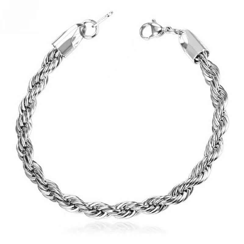Stainless Steel Twisted Rope Bracelet, silver-tone, lobster clasp view 4