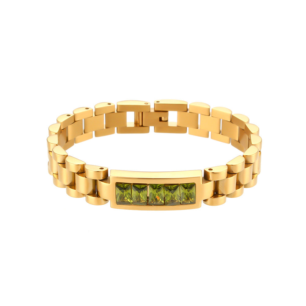10mm President Link Inlay Bracelet gold-tone stainless steel view 2