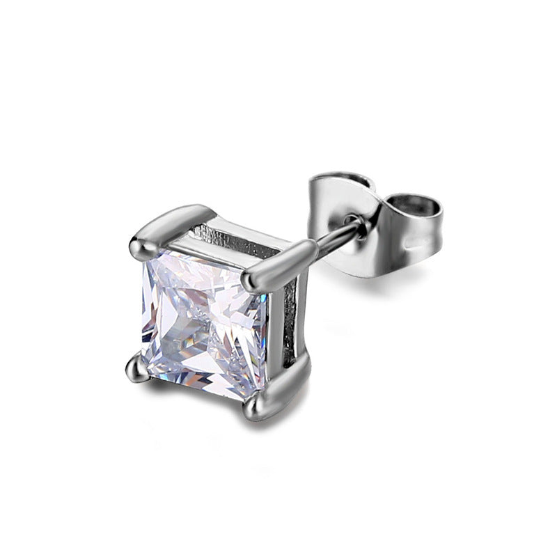 The Square Zircon Stud Earring, Sold Single, view 6