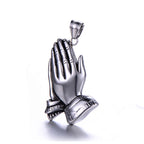 Praying Hands Pendant Necklace, gold-tone, square pearl chain view 3