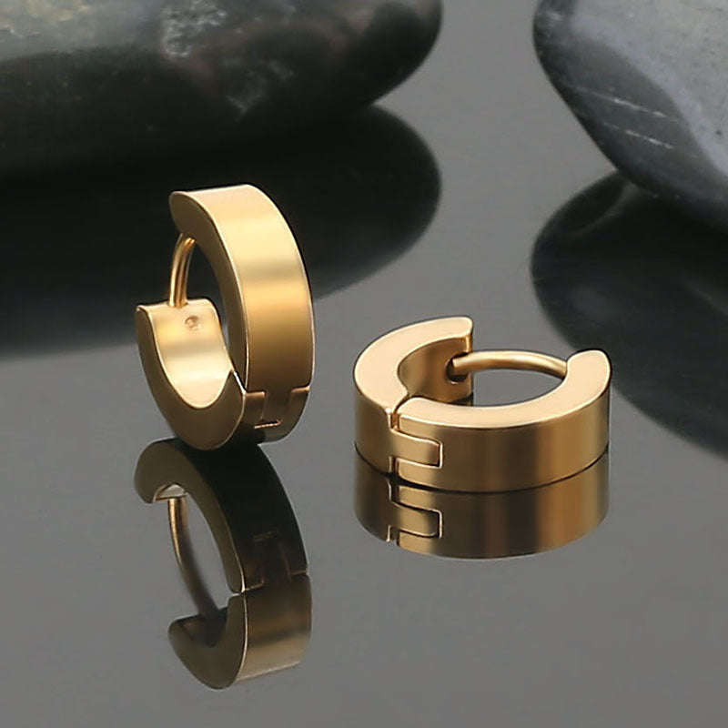 4mm Stainless Steel Huggie Hoop Earrings - Black view 7