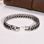 The Antiqued Cuban Bracelet in Stainless Steel, view 4