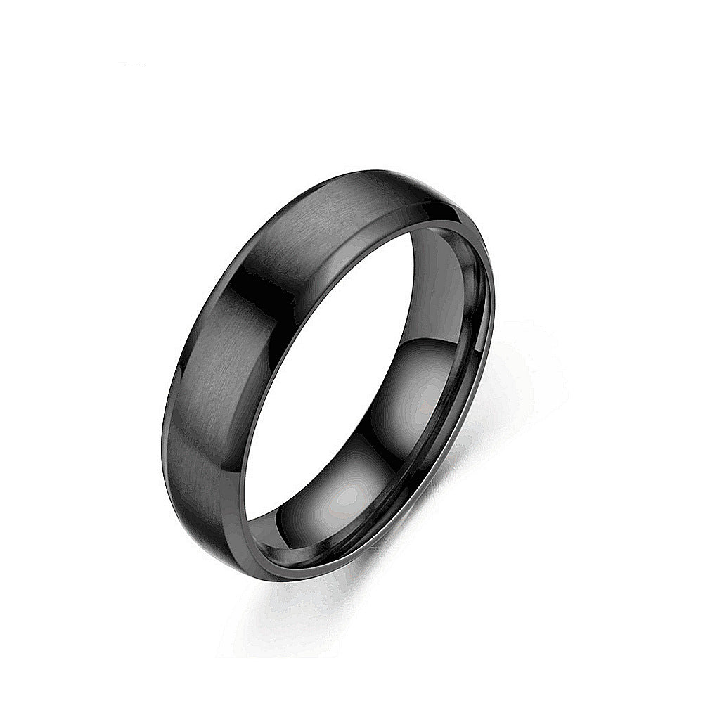 Matte Beveled Stainless Steel Band Ring in silver finish view 4