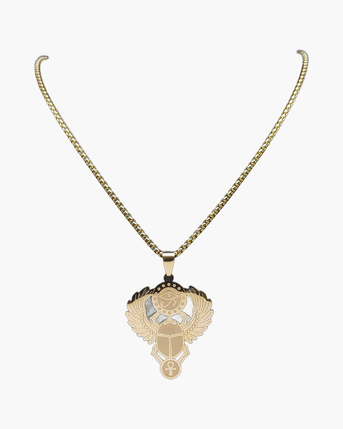 Egyptian Scarab Eye of Horus Pendant Necklace
