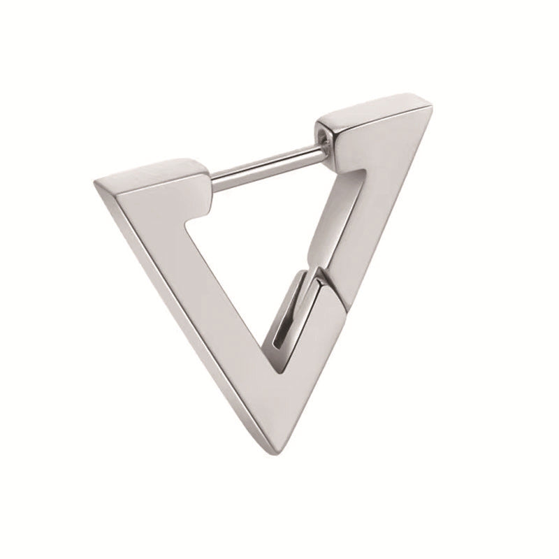 Geometric Triangle Hoop Earrings in silver stainless steel