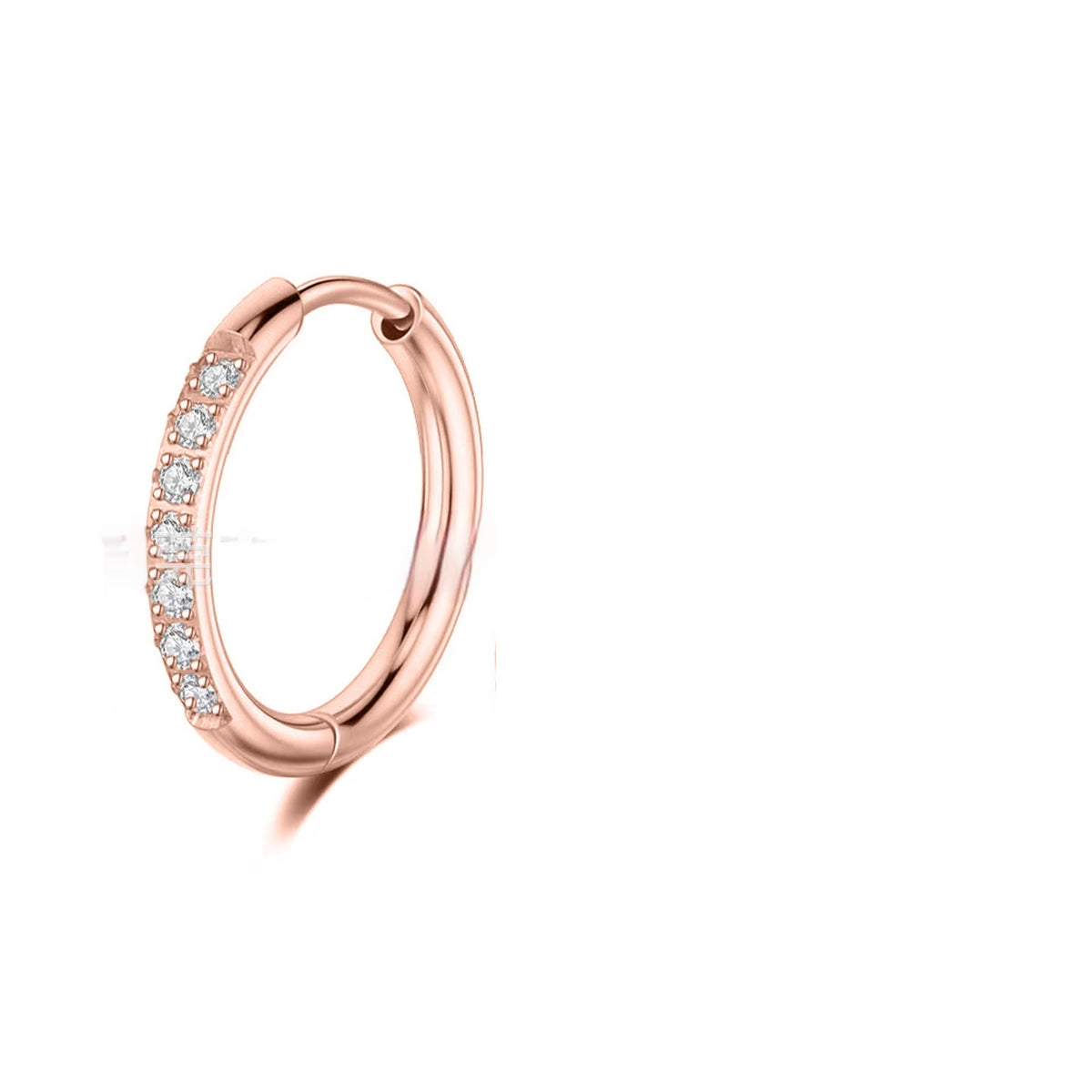 8-12mm CZ Inlaid Stainless Steel Hoop Earrings gold silver rose gold black view 3