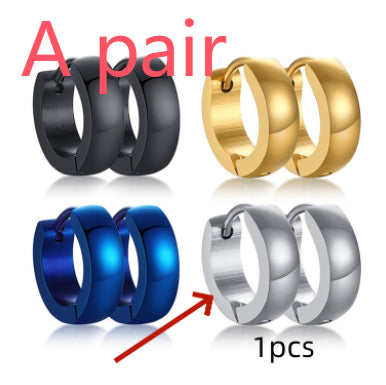 4mm Stainless Steel Hoop Earrings in black, gold, blue, and silver finishes. view 7