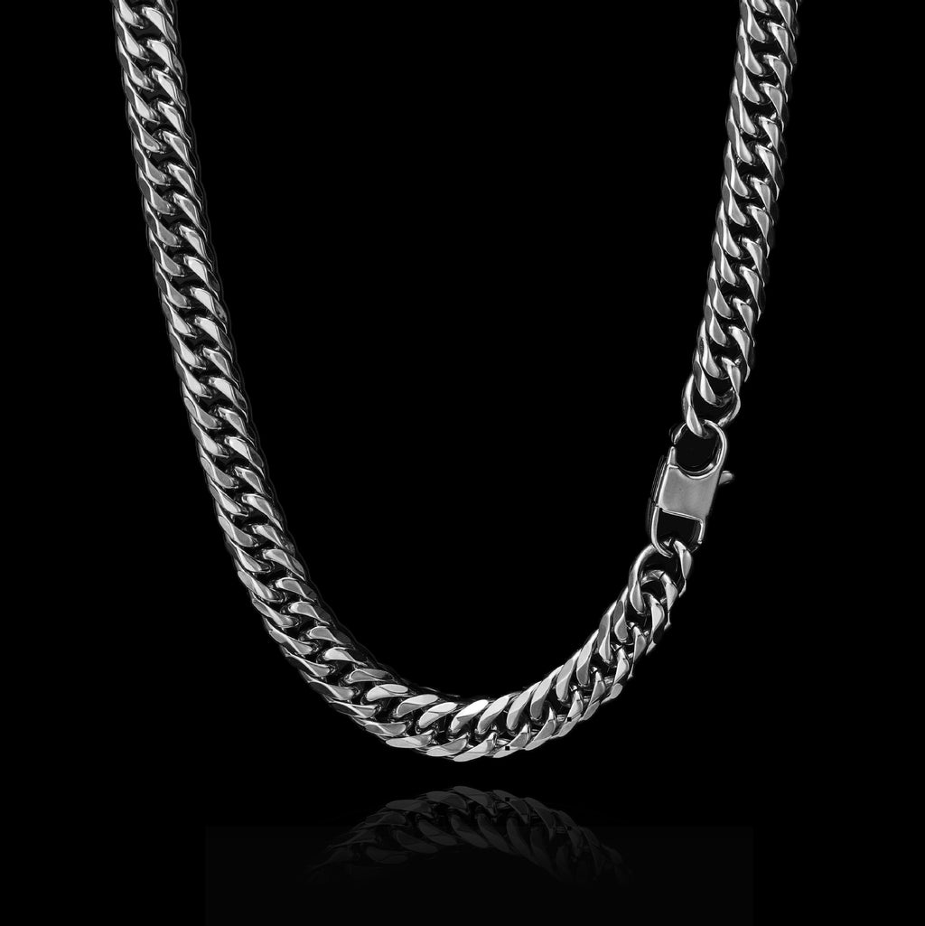The Faceted Double-Link Cuban Chain in Stainless Steel, view 3