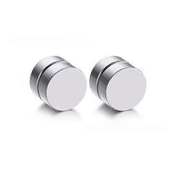 Magnetic Non-Pierced Stainless Steel Stud Earrings, black square CZ view 4