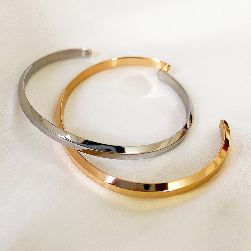 Mobius Titanium Steel Open Bracelet in silver-tone view 3