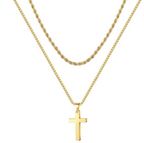 Titanium Steel Layered Cross Necklace in silver finish view 2