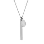 Stainless Steel Bar Disc Pendant Necklace on a black background view 2