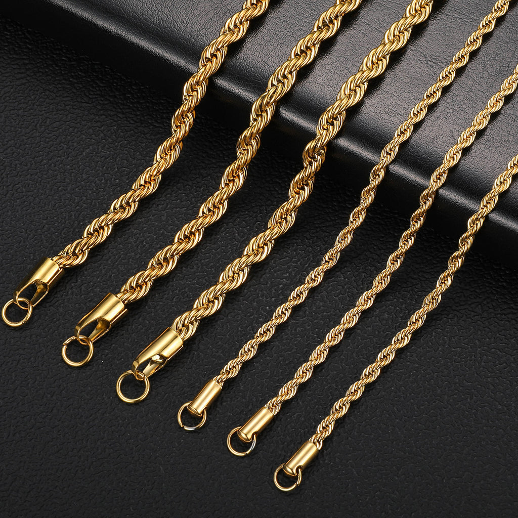 Stainless Steel Rope Chain gold-tone coiled view 4