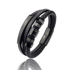 Hexagon Leather Cord Bracelet with gold-tone finish view 3