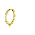 8-12mm CZ Inlaid Stainless Steel Hoop Earrings gold silver rose gold black view 2