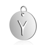 Stainless Steel Initial Disc Pendant, silver, hollow letter Z view 26