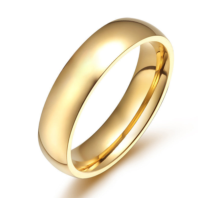 Polished Gold-Tone Stainless Steel Band Ring minimalist design