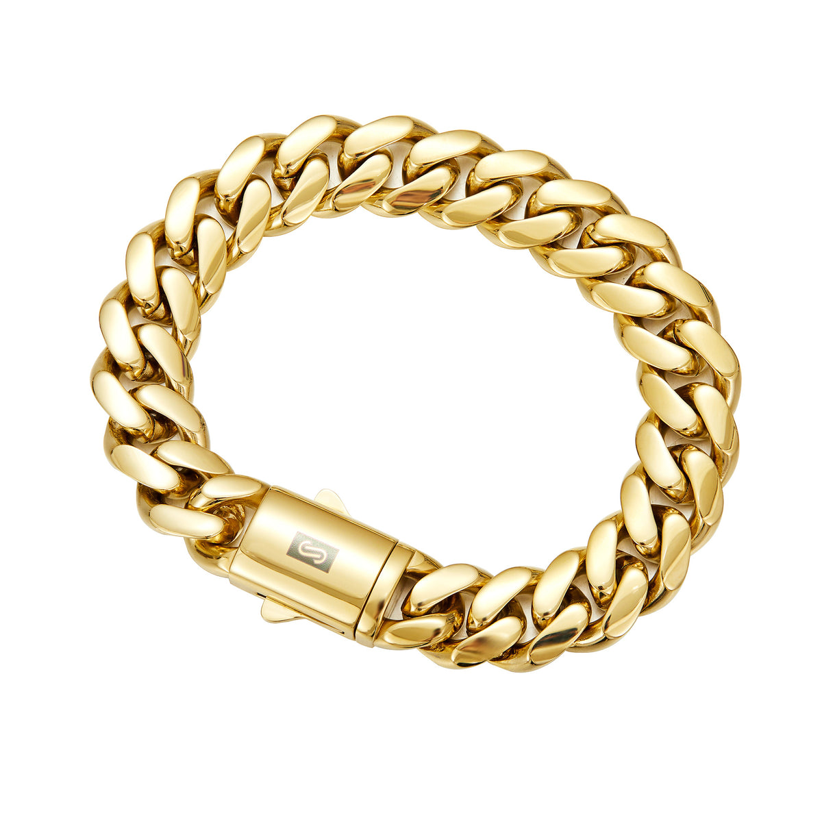 The Gold-Tone Cuban Bracelet in Stainless Steel, view 5
