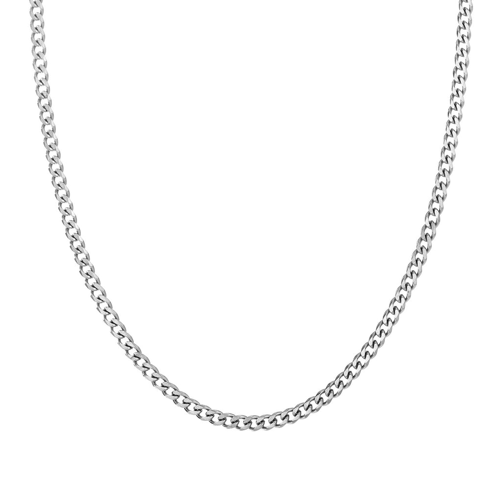 3mm Cuban Link Chain Necklace in silver-tone stainless steel