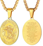 Saint Michael Oval Pendant Necklace in gold-tone, silver-tone, and black finishes view 5