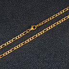 The Flat Gold-Tone Figaro Chain in Stainless Steel, view 4
