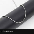 2mm-3.5mm Titanium Steel Rolo Chain Necklace silver finish view 10